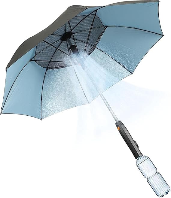Umbrella with rechargeable fan